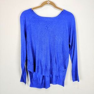 Blue ZARA Knit Long Sleeve High Low Light Sweater